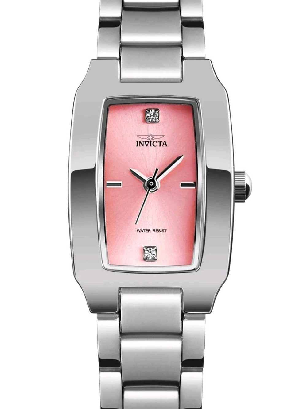 Invicta Silver Bracelet Watch with Pink Sunburst Dial